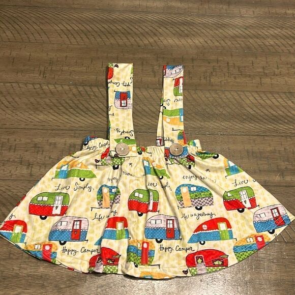 (3/$15) Girls 2T boutique camping overall dress - Picture 1 of 9